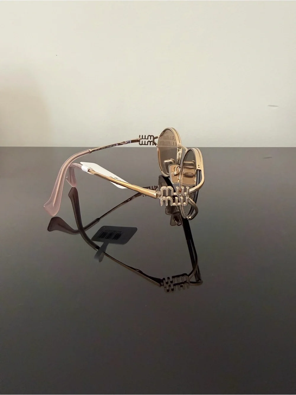 Miu Miu Round Metal Sunglasses with Gold Frame